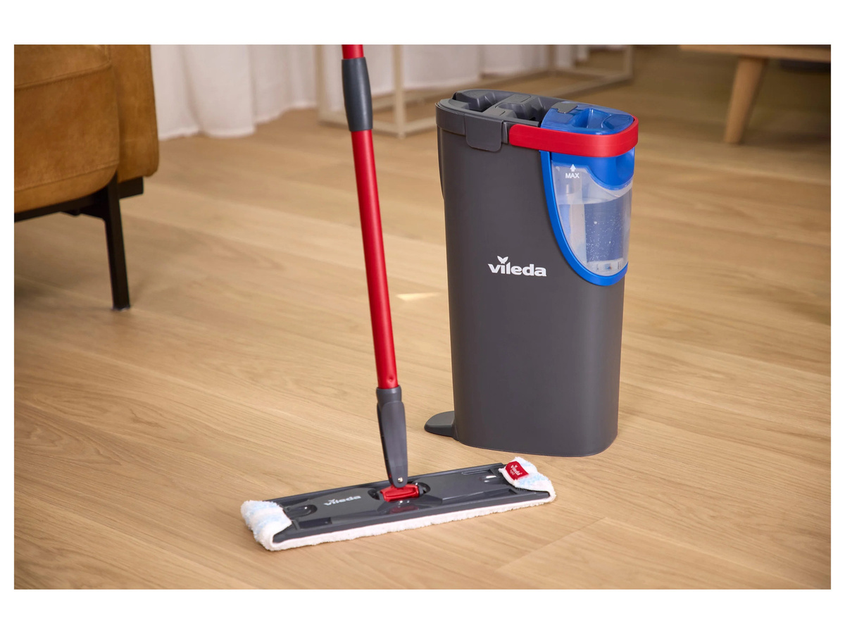 Vileda H2PRO Flat Mop Bodenwischer-Set mit Zweitanksystem in Schwarz/Rot - Bild 3