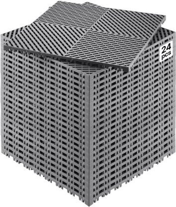 VEVOR Modulare Ineinandergreifende Drainagematte aus PP, 24-teiliges Set, Grau, B/B: 40 x 40 cm - Bild 1
