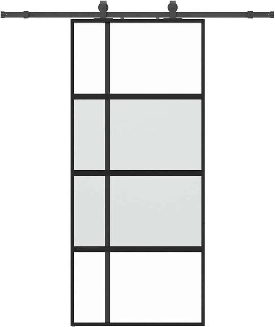 vidaXL Schiebetür aus Hartglas mit Beschlag in Schwarz, B: 90 cm, H: 205 cm - Bild 1