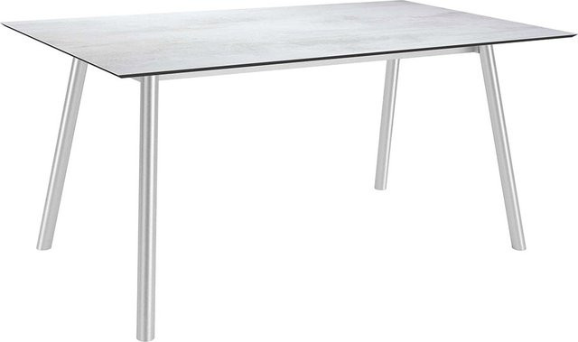 Stern Tisch INTERNO Rundrohr mit Tischplatte Silverstar 2.0 Zement hell, Edelstahl und HPL, B/T/H: 180 x 100 x 75 cm - Bild 1