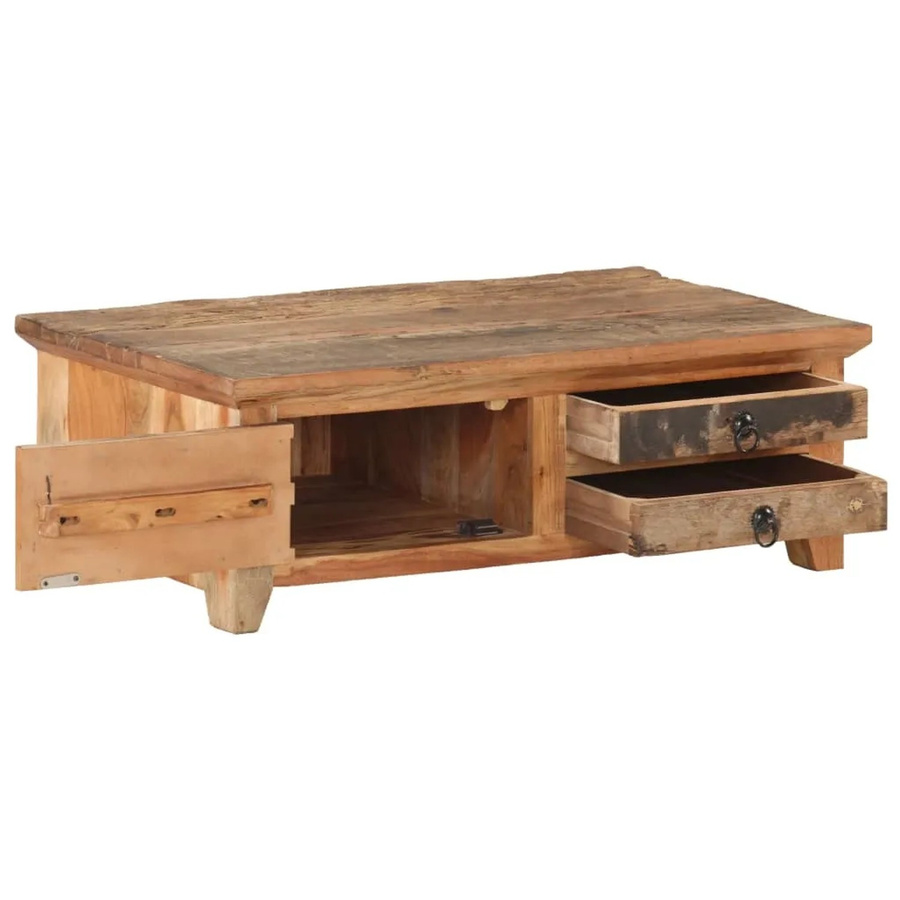 vidaXL Couchtisch aus Massivholz Akazie in Braun im Vintage-Design B/T/H: 90 x 50 x 31 cm - Bild 2