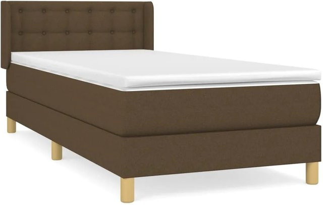 vidaXL Boxspringbett Hybrid mit Matratze Dunkelbraun B/T/H: 90 x 200 cm - Bild 1