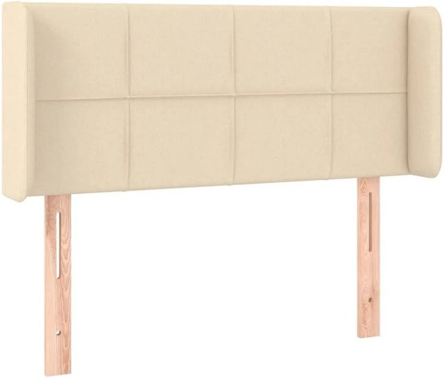 vidaXL Kopfteil mit Ohren in Creme, gepolstertes Stoff-Kopfteil aus Polyester und Lärchenholz, Breite: 103 cm, Tiefe: 16 cm, Höhe: 78-88 cm - Bild 1