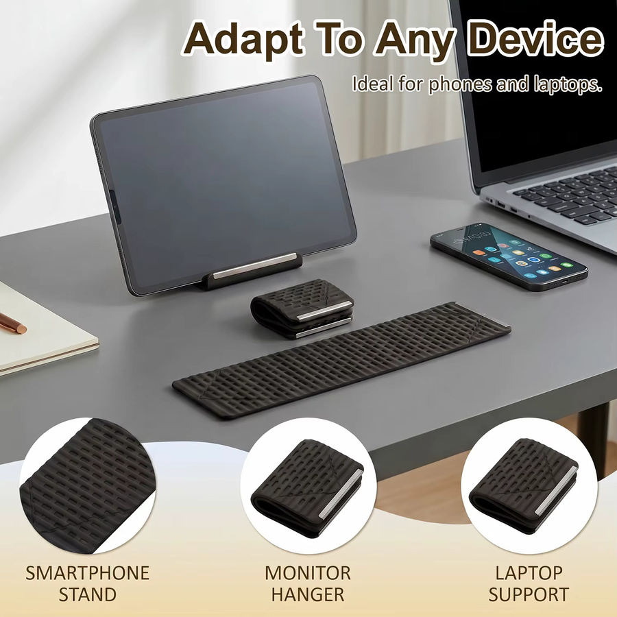 OSMR Multifunktionale faltbare Handyhalterung aus Aluminium und Silikon für Smartphone, Tablet und Laptop in Schwarz oder Orange - Bild 5