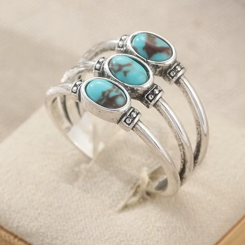YoYo Vintage-Ring, silberne Beschichtung, Türkis, Damen - Bild 2