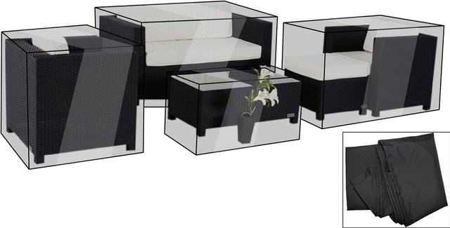OUTFLEXX Premium Abdeckhauben-Set für Garten-Essgruppe 1298 / 1299, schwarz, wasserbeständig aus Polyester - Bild 1