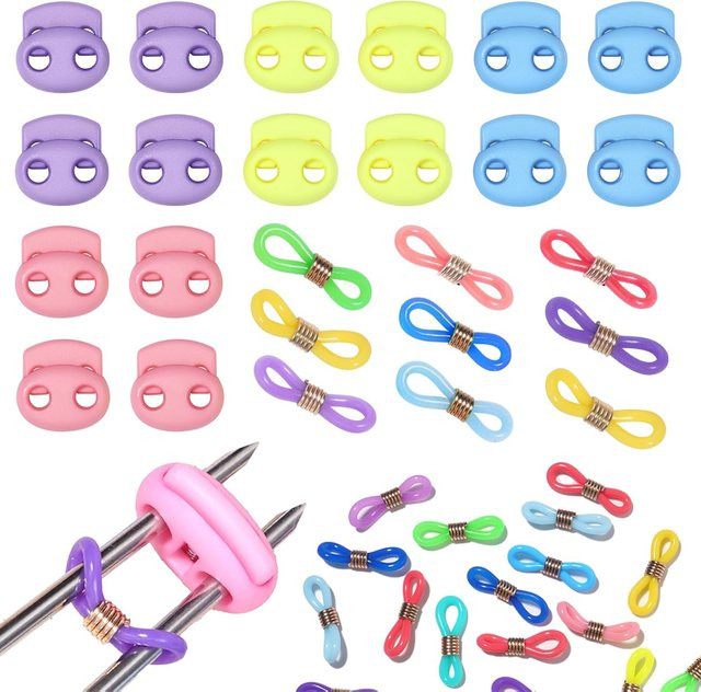 32 Stück Silikon-Stricknadelstopper von JAY HOME in Multicolour zum Schützen deiner Stricknadeln beim Nähen, Stricken und Basteln - Bild 1