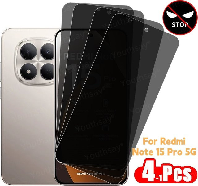 Xiaomi Sichtschutz-Displayschutzfolie aus gehärtetem Glas für Redmi Note 15 Pro 5G, Anti-Spionage-Schutzfolie, transparent - Bild 1