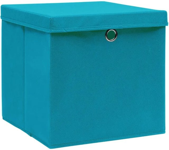 vidaXL Aufbewahrungsboxen mit Deckel aus Stoff, 10 Stück, Babyblau, B/T/H: 28 x 28 x 28 cm - Bild 1