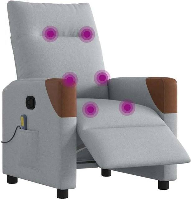 vidaXL Elektrischer Massagesessel in Hellgrau mit Stoffbezug und Armlehnen - Bild 1