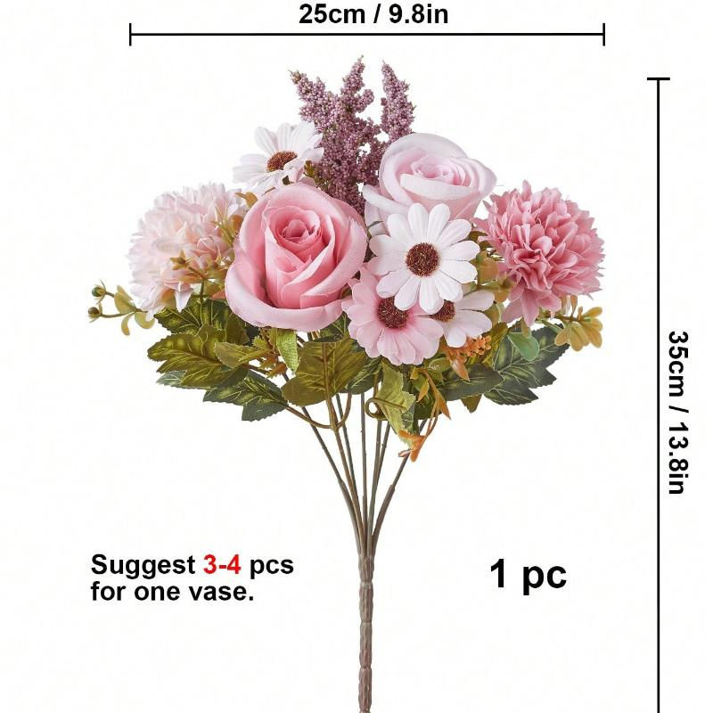 Künstlicher Blumenstrauß von chenxiaogang mit Rosen, Gänseblümchen und Löwenzahn in Orange, ideal für Hochzeiten und die Heimdekoration - Bild 2