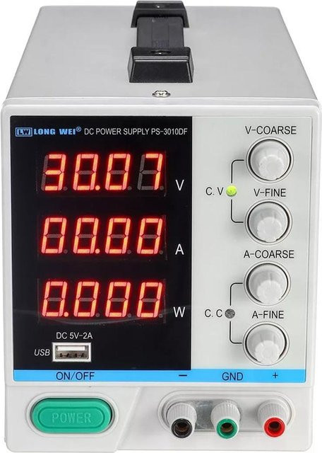 LONG WEI PS-3010DF Einstellbares DC-Netzteil mit LED Digitalanzeige, 110 V/220 V, 30 V, 10 A, Weiß, UK Plug - Bild 1