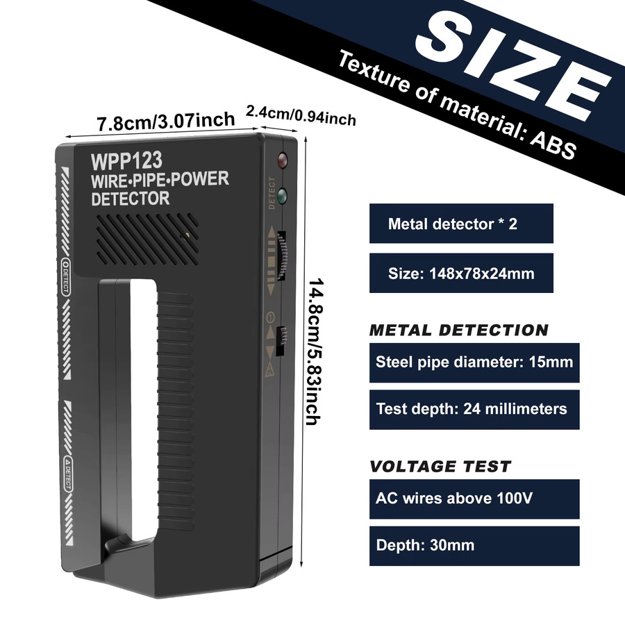 Willkey Handheld Wandscanner Metall-Detektor mit AC-Draht-Erkennung und visuellem Alarm in Schwarz - Bild 2
