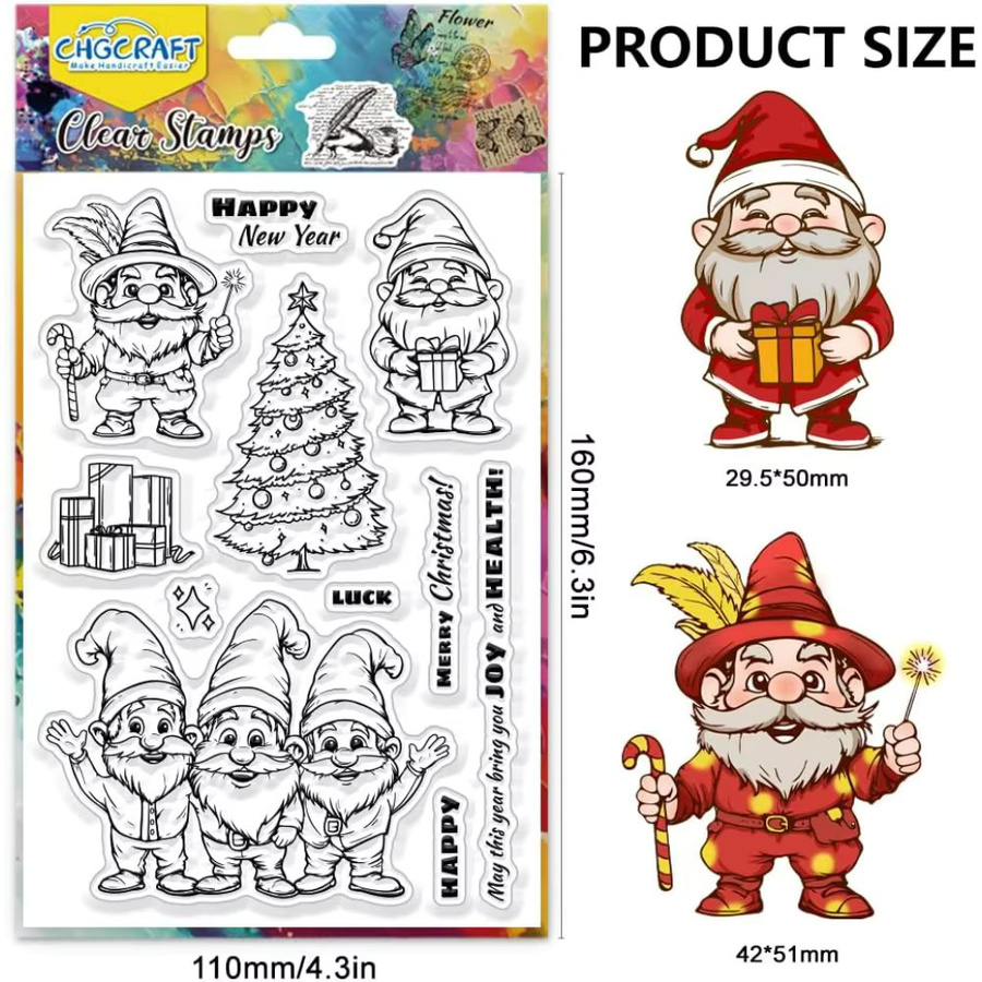 Transparente Gnome und Weihnachtsbäume Stempel für die Kartenherstellung in Transparent - Bild 2