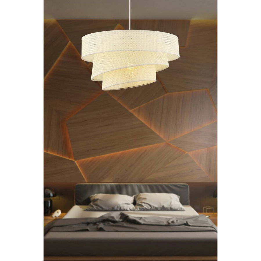 Opviq Pendelleuchte Couper in Weiß aus Metall und Baumwolle, B/T/H: 40 x 40 x 72 cm, E27, 1 Leuchtmittel - Bild 3