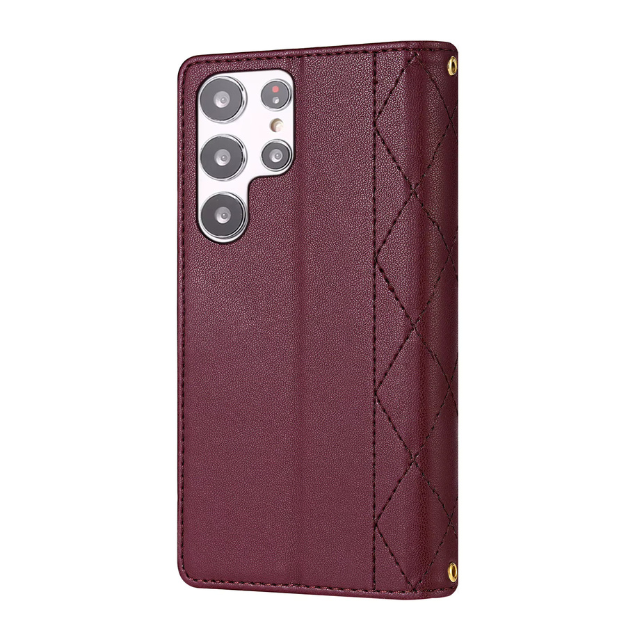 Leder Umhängetasche mit Reißverschluss und Kartenfach als Wallet Bag Cover für Samsung Galaxy S25 S24 S23 Ultra S22 S21 FE S20 S10 Plus Note 20 in Rot - Bild 2