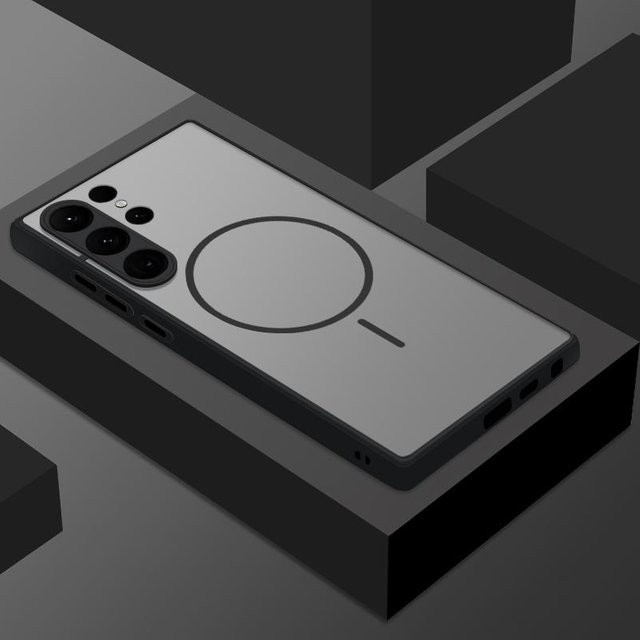 Magnetische Handyhülle für Samsung Galaxy S25 Ultra S24 FE S23 S22 Plus S21 S26 Ultra, Stoßfestes Design mit weichen Kanten, Transparent und Schwarz, Unterstützt kabelloses Laden - Bild 1