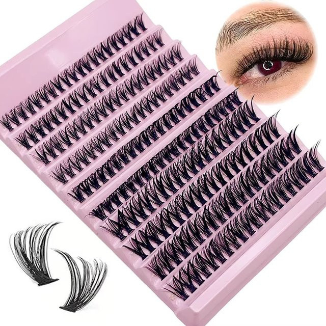 JIEFUXIN D-Curl Cluster-Wimpern, 200 Stück, Wispy Wimpernbüschel, Unisex - Bild 1