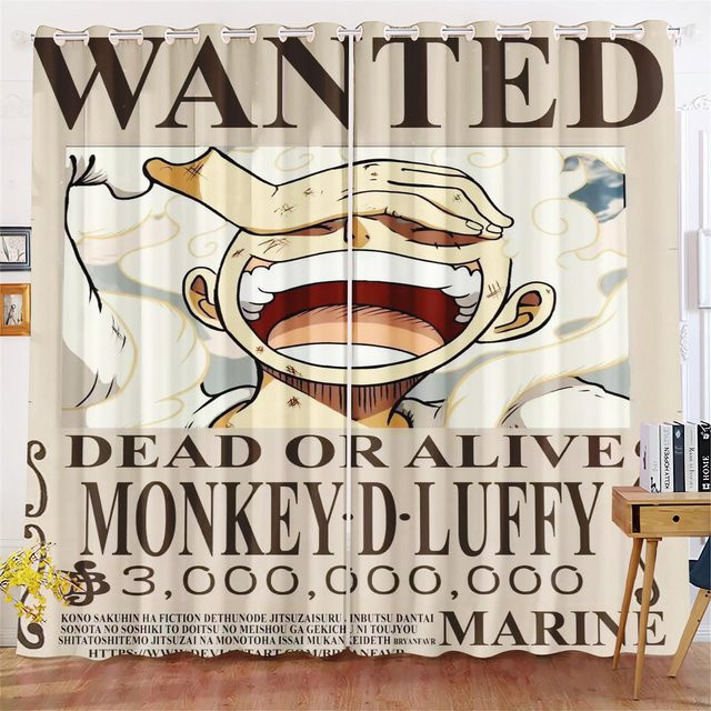 Yiran Furniture One Piece Vorhang mit Monkey D. Luffy Gear 5 Motiv, halbtransparent, UV-beständig, B: 100 cm, H: 140 cm - Bild 1