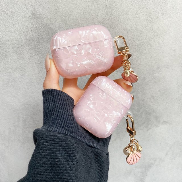 Luxus Perlen Schutzhülle für Apple AirPods Pro 2 in Pink mit Schlüsselbund - Bild 1
