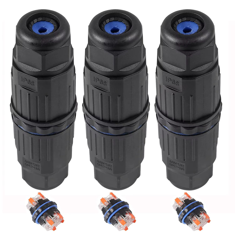 AOKIN 3er-Set wasserdichte 3-polige Kabelstecker als 3-Wege-Inline-Drahtverbinder und elektrische Anschlussklemme in Schwarz für sichere Verkabelung im Auto - Bild 2