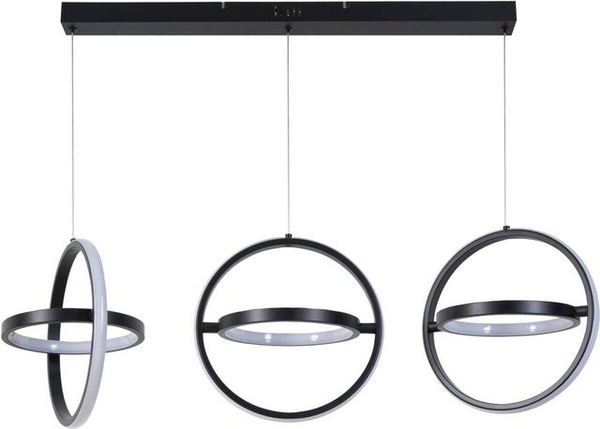 Pocoline LED-Pendelleuchte Abby Ring in Schwarz aus Metall, höhenverstellbar, B/H/T: 30 x 120 x 101 cm