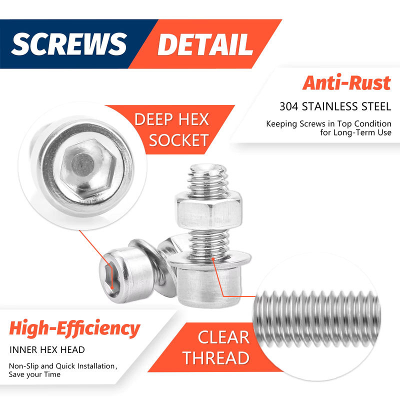 SANJODS 880-teiliges Metrisches Bolzensortiment aus Edelstahl mit Schrauben, Muttern und Unterlegscheiben in Silber, M2 bis M5, Länge 8 mm bis 20 mm - Bild 6