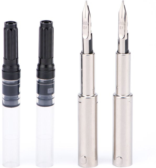 2 Stück Jinhao 10 Füllfederhalter-Ersatz Set in Silber mit extra feiner und feiner Spitze inklusive Konverter - Bild 1