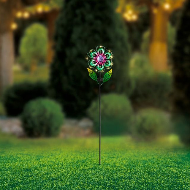 Solar-Stab Blume in Türkis mit LED für Garten und Balkon, Höhe: 90 cm - Bild 1