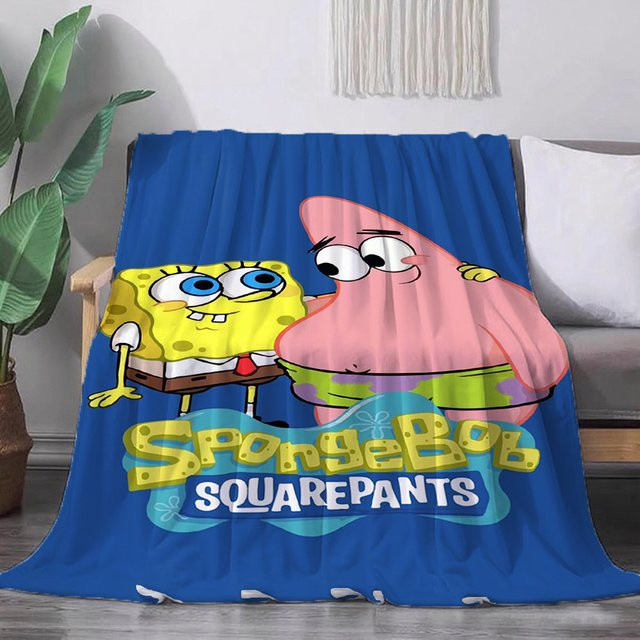 Potdemiel Anime Spongebob Überwurfdecke in Blau für Erwachsene - Bild 1
