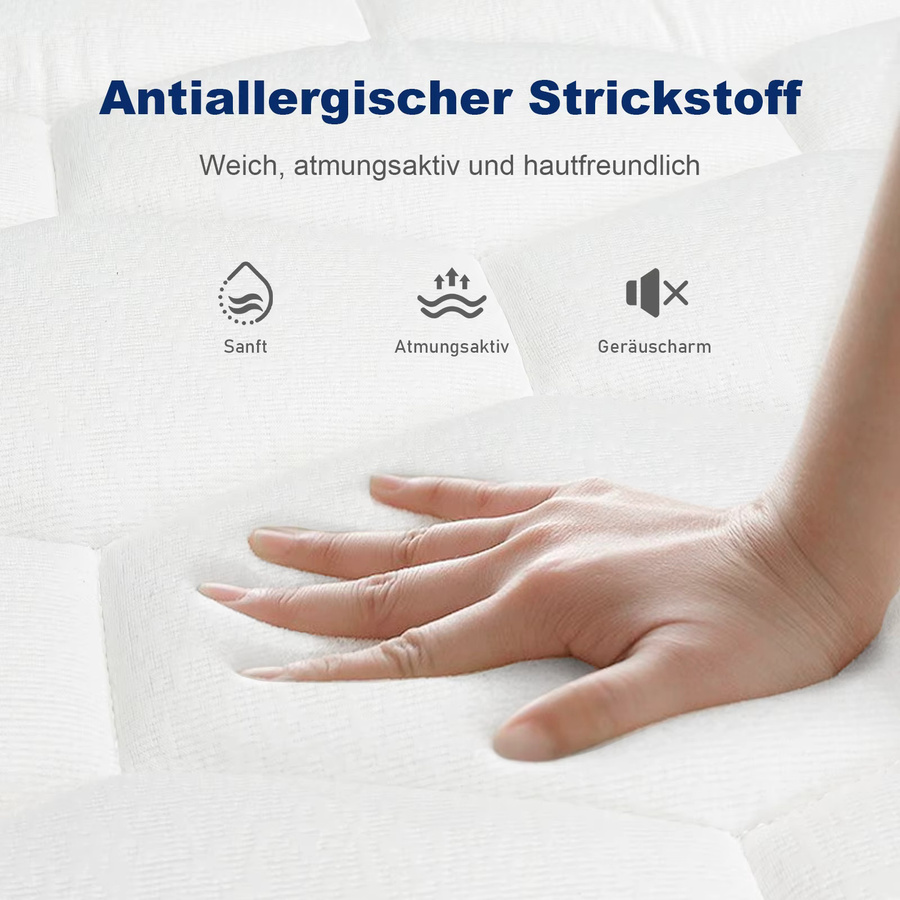Orthopädische Taschenfederkernmatratze H3 in Weiß, B/T/H: 90 x 200 x 25 cm - Bild 5