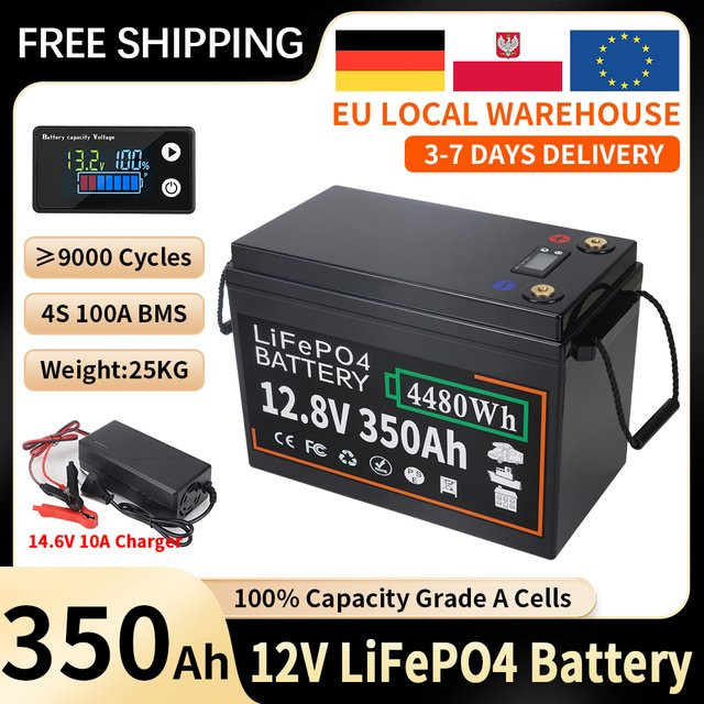 DUHE LiFePO4 Lithium-Eisenphosphat-Batterie mit integriertem BMS in Schwarz für Outdoor-Camping, Golfwagen und Solarspeicher - Bild 1