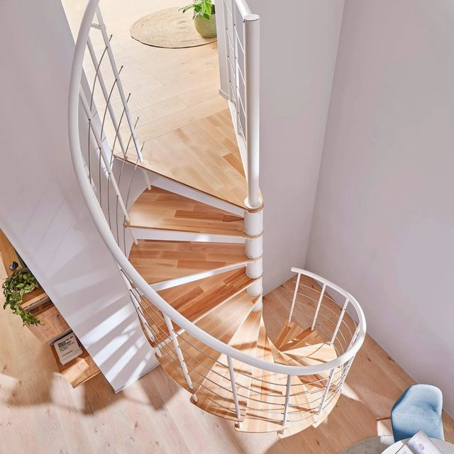 Treppen Intercon Wendeltreppe Select mit 13 Stufen in Polar-Weiß und Buche Natur, Durchmesser: 120 cm - Bild 1