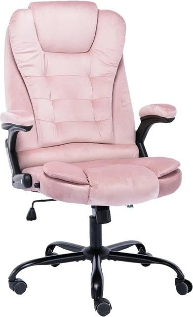 vidaXL Bürostuhl aus Samt in Rosa mit Armlehnen und Rollen - Bild 1