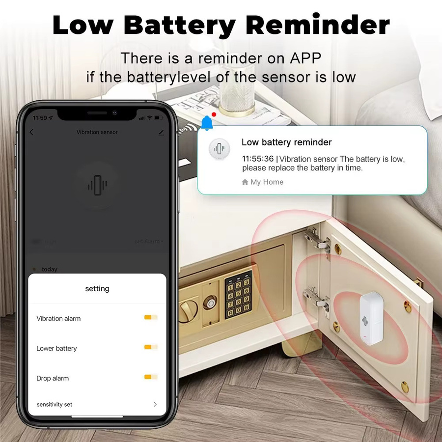 Tuya Zigbee Vibration Sensor coolo White Echtzeit Motion Shock Alarm für Tür und Fenster zur Sicherheit - Bild 5