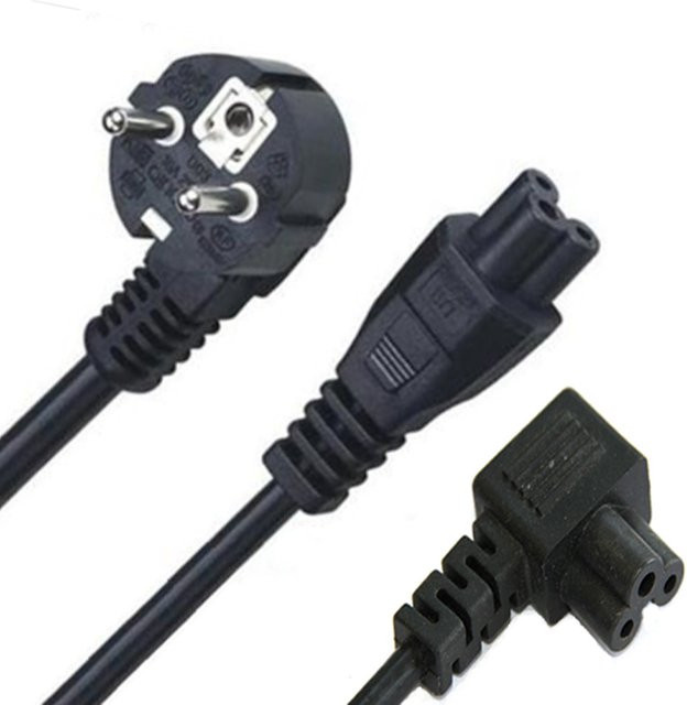 DelightFire IEC320 C5 Netzteilkabel in Schwarz mit rechtwinkligem Anschluss für Computer und Elektrogeräte - Bild 1