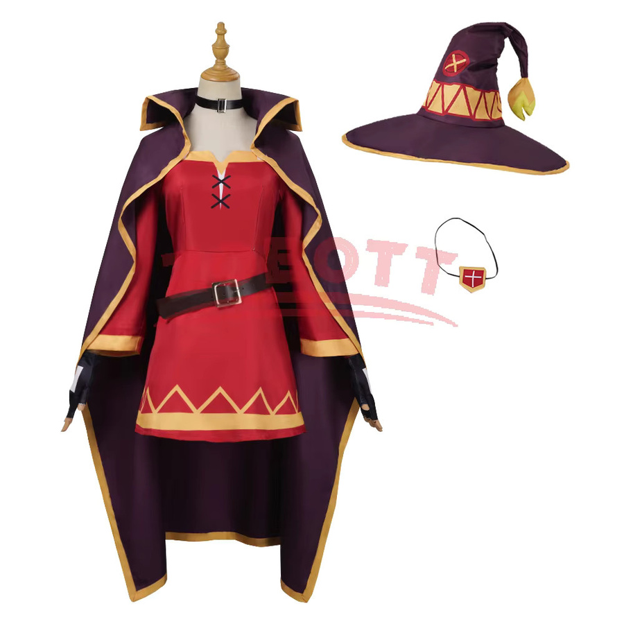 ZOBOTT Konosuba Megumin Cosplay-Kostüm, Set / Bundle, Mädchen, Rot - Bild 2