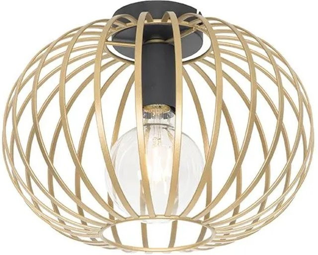 QAZQA Design-Deckenleuchte Johanna in Gold, moderne Metall-Deckenlampe mit E27 Fassung, dimmbar, Durchmesser: 30 cm - Bild 1