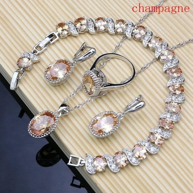 Wucifang Jewelry Schmuckset, 925 Silber, Zirkonia, Kristall, Damen - Bild 1