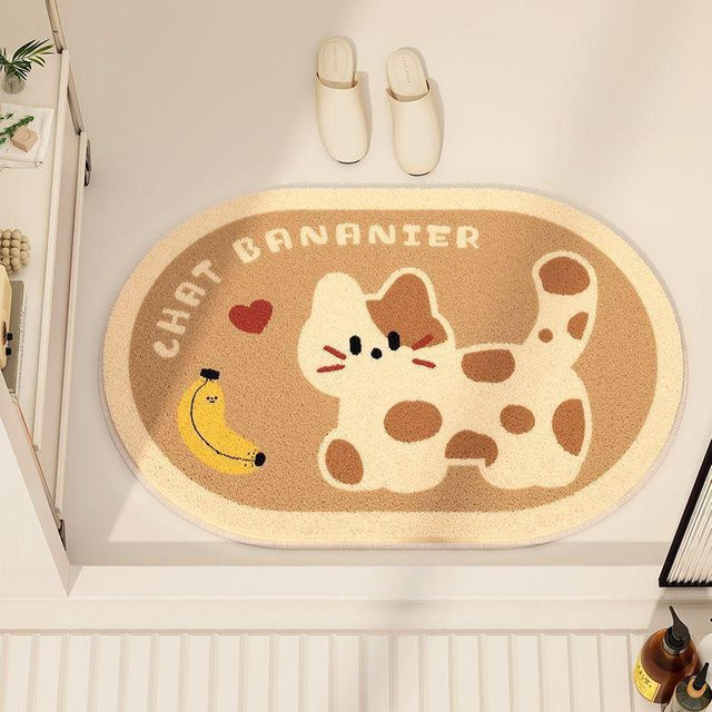 Rutschfeste Kaschmir Fußmatte von Yiran Furniture mit niedlichem Tier-Design, Farbe: Beige, B/T: 80 x 50 cm - Bild 1