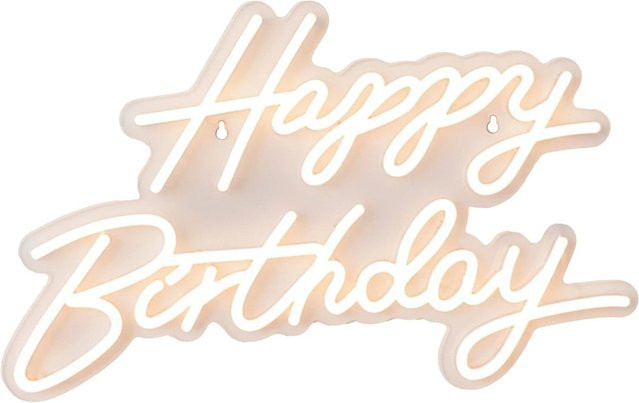 Relaxdays LED Happy Birthday Schild aus Acryl in Transparent mit warmweißem Licht und USB Anschluss, H x B x T: 28 x 40 x 1 cm - Bild 1