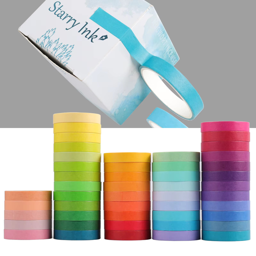 48 Rollen Washi-Tape-Set in Regenbogenfarben, 8 mm breit, dekoratives Klebeband für Journaling, Scrapbooking, Schule und Bürobedarf - Bild 3