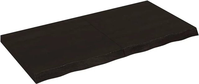 vidaXL Tischplatte aus Massivholz Eiche in Dunkelbraun, B/T/H: 120 x 60 x 2-6 cm - Bild 1
