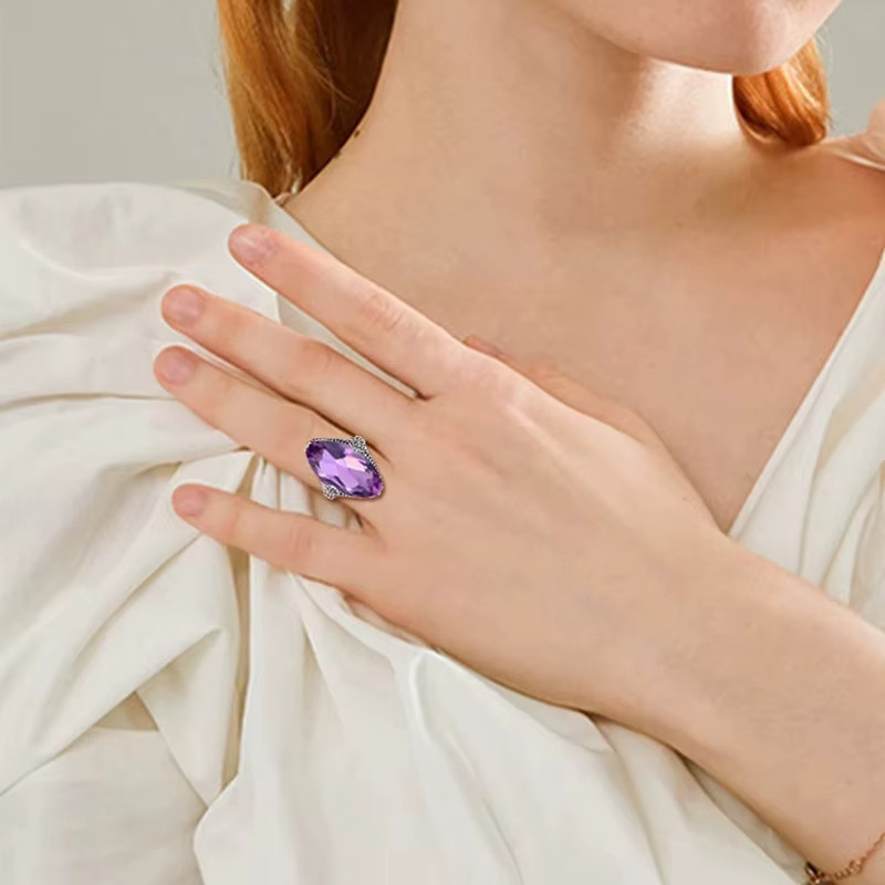 Huitan Fingerring, Silber, lila Zirkonia, Damen - Bild 3
