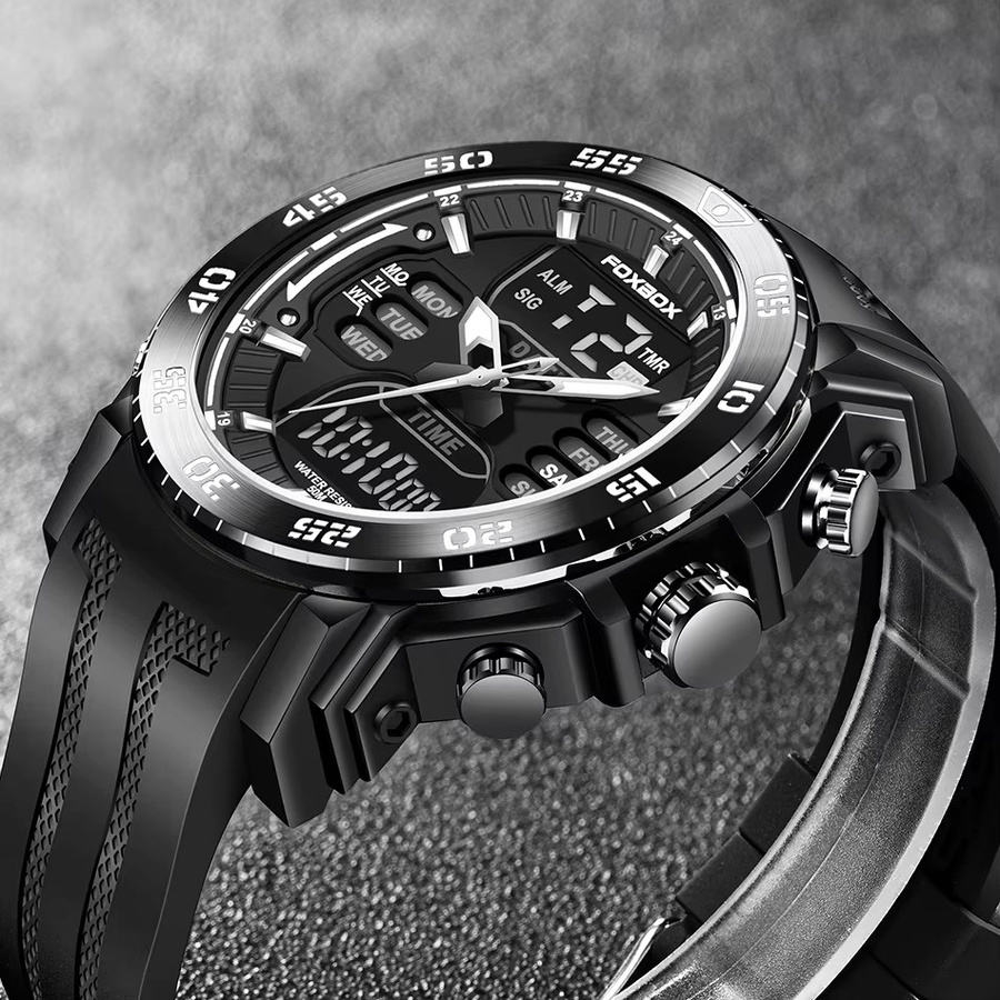 LIGE Armbanduhr, Digitaluhr, Quarz, Gold, Silikon, Herren - Bild 3