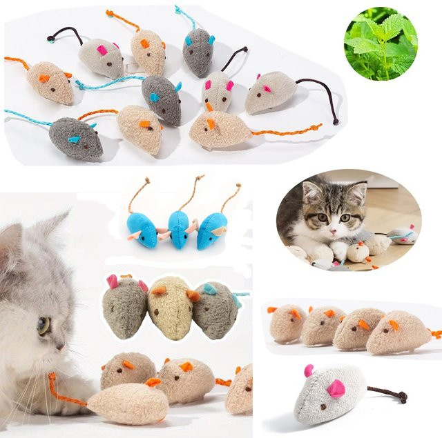 Rassel-Katzen-Mäusespielzeuge, mit Katzenminze gefüllt, Kunstfell, 3-200 Stück Set - Bild 1