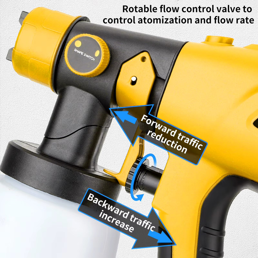 Akku-Farbspritzgerät Gelb kompatibel mit DeWalt und Ryobi 20V Max mit 1000ml Behälter - Bild 3