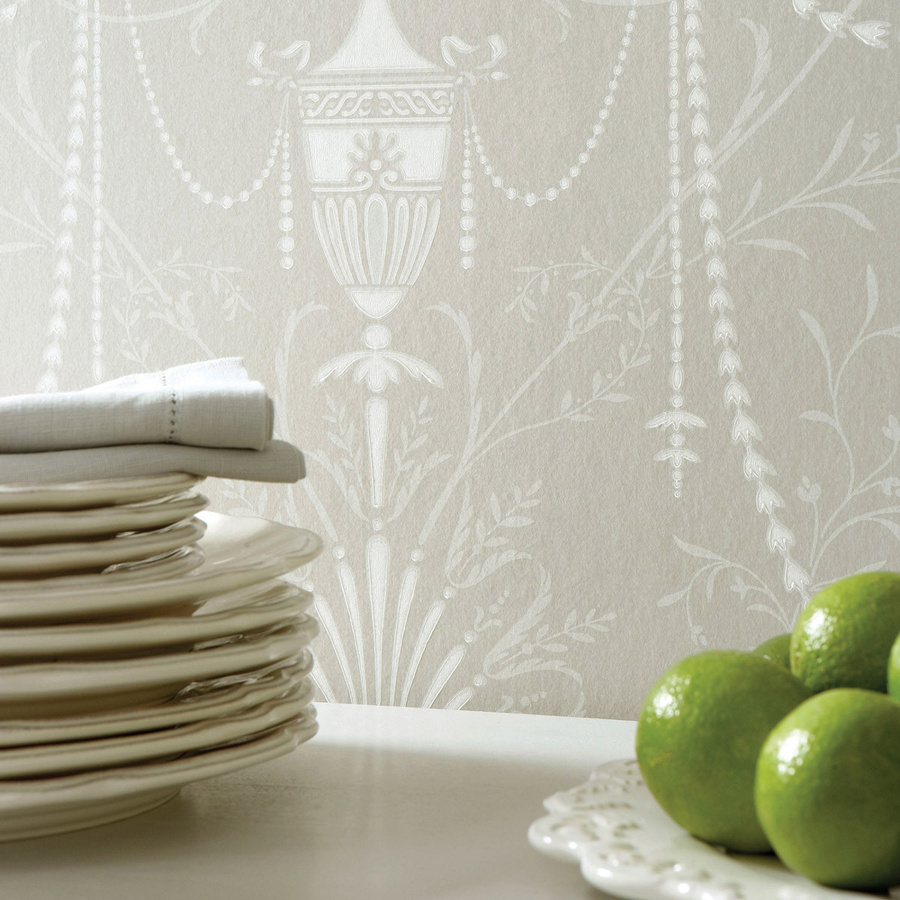 Little Greene Tapete Marlborough Geometric Vintage in Paris Grey, Vlies Tapete - Bild 1