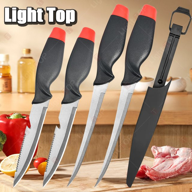 Multifunktionales Fischfiletmesser aus Edelstahl mit Schutzhülle für Fleisch und Obst - Bild 1