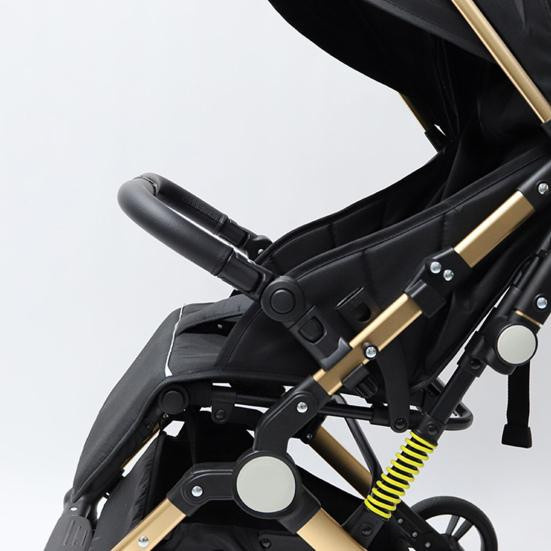 All for Kids Kinderwagen-Stoßstange aus Kunstleder in Schwarz mit verstellbarem Winkel und Eisenrohr als Sicherheits-Handlauf und Fußstütze - Bild 2
